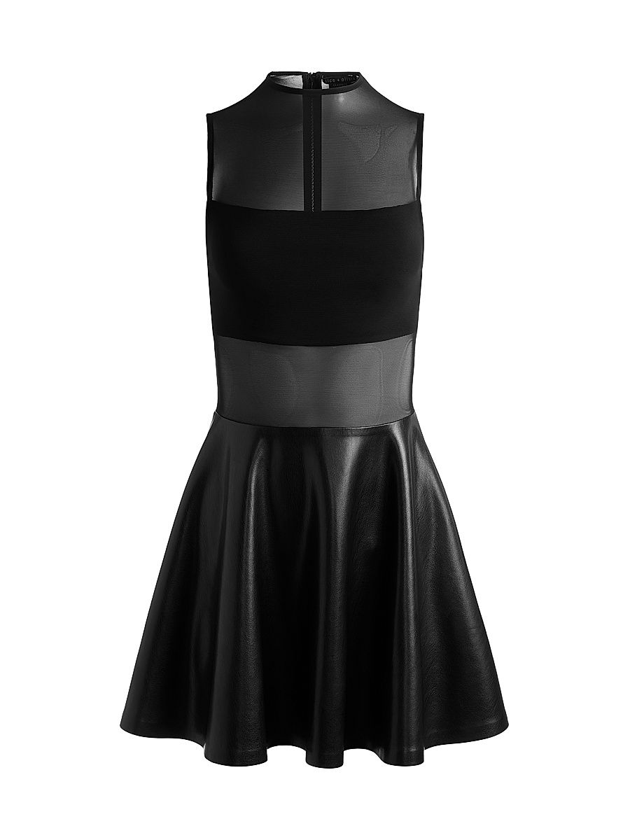 Women's Chara Mesh Faux-Leather Minidress - Black - Size 12