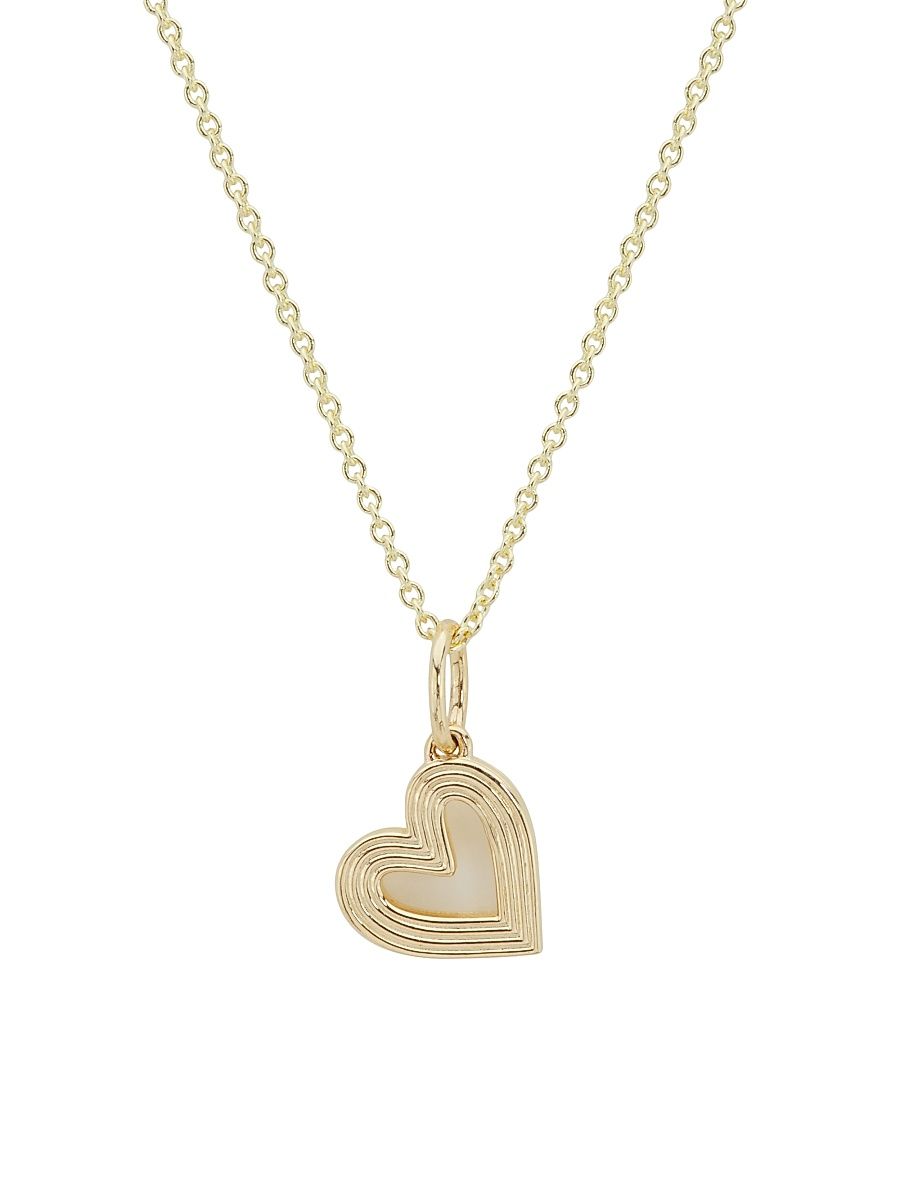 Women's Love Notes 14K Yellow Gold Fluted Heart Pendant Necklace - Yellow Gold