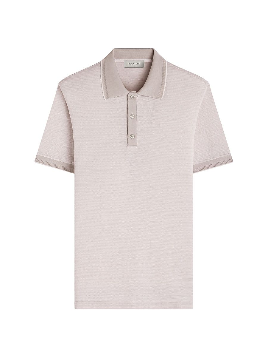 Men's Jacquard Herringbone Polo Shirt - Limestone - Size Large