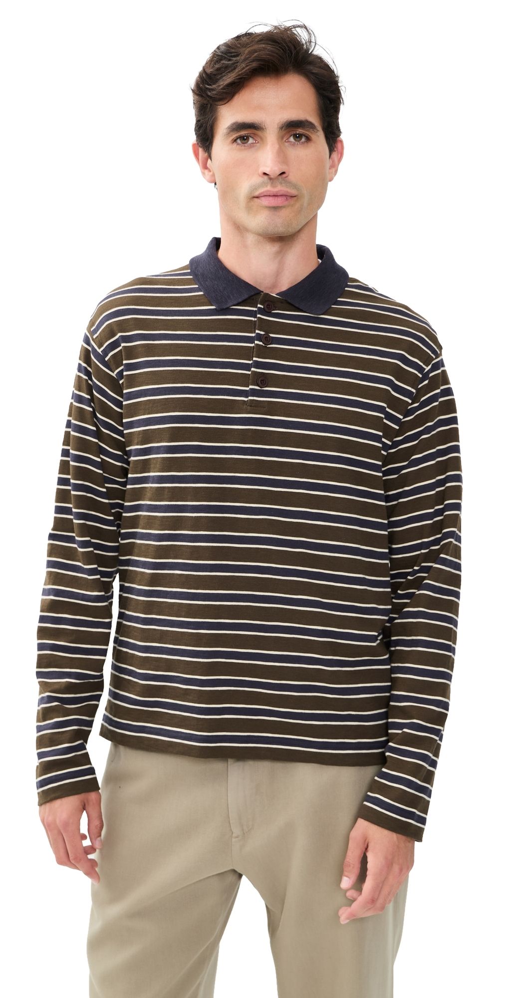 Closed Striped Polo Shirt Espresso Brown M