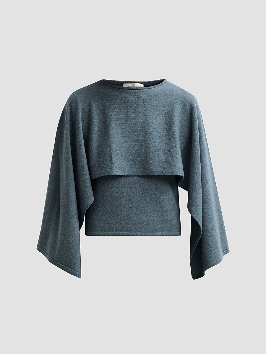 Women's Valiant Wool Draped Sweater - Deco Blue - Size 4