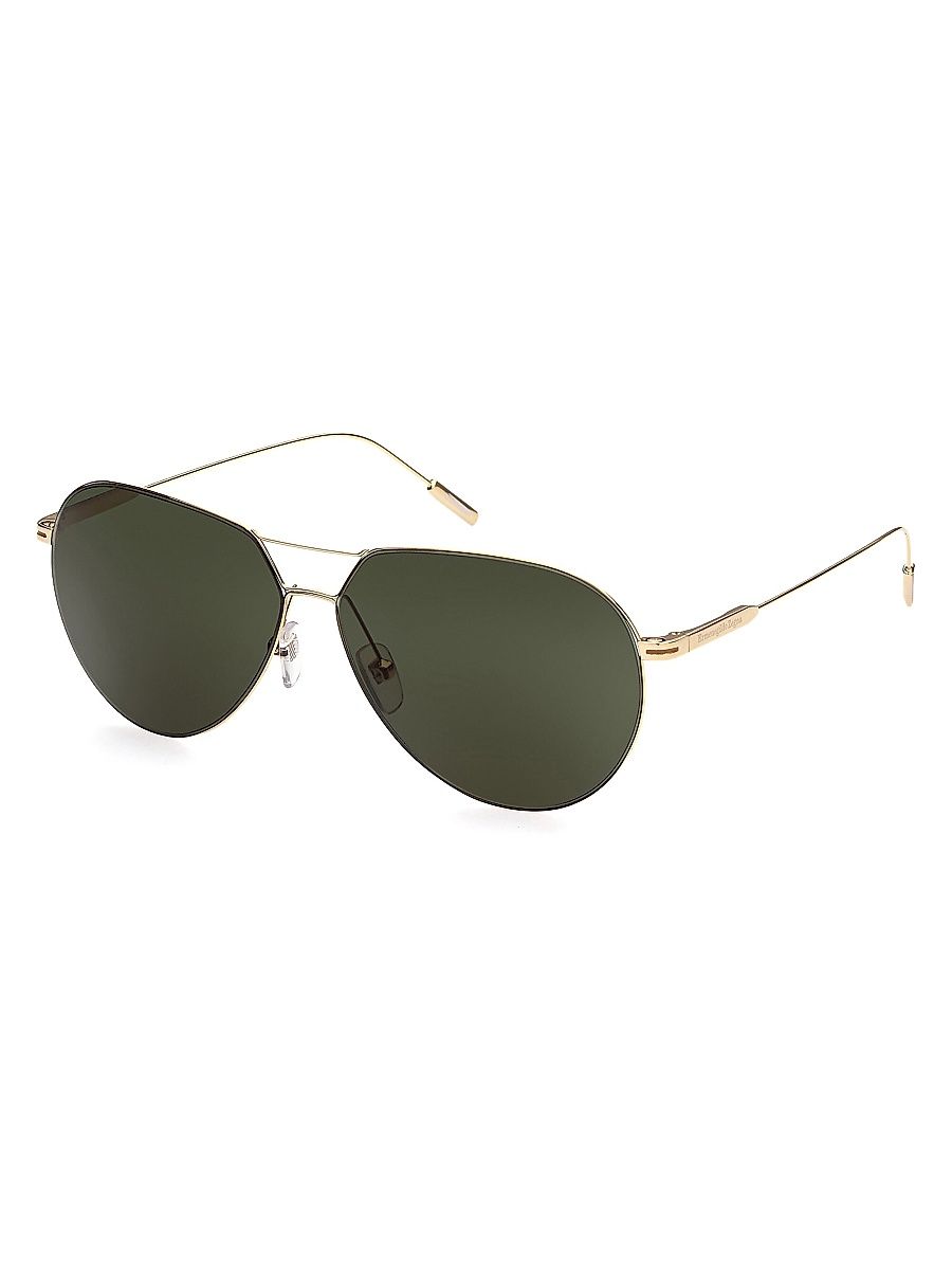 Men's 59MM Aviator Sunglasses - Shiny Gold Smoke