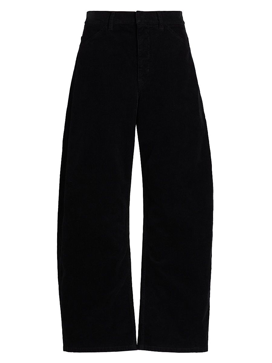 Women's Tribeca Corduroy Barrel-Leg Crop Pants - Jet Black - Size 10