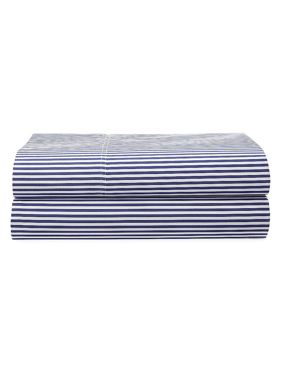 Organic Shirting Stripe 400-Thread Count Fitted Sheet - Blue Stripe - Size California King