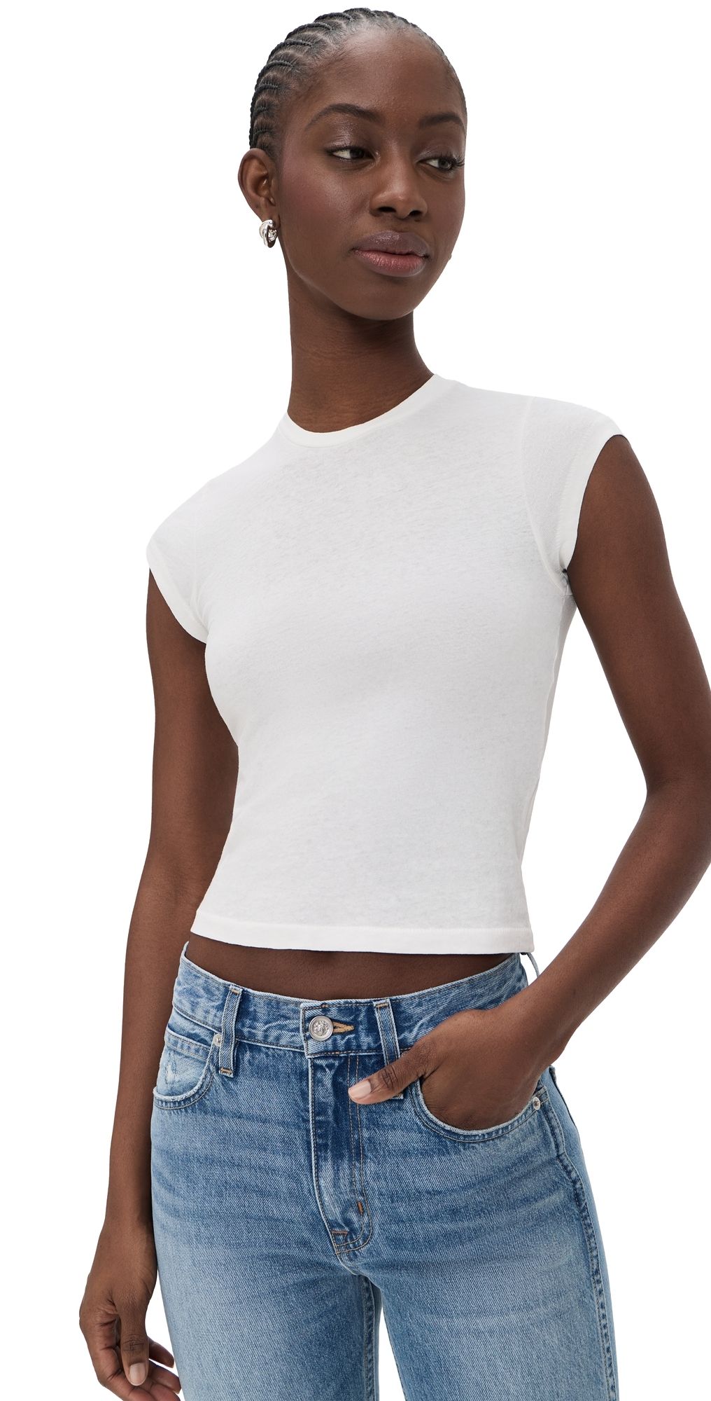 SLVRLAKE Cap Sleeve Tee Natural White S