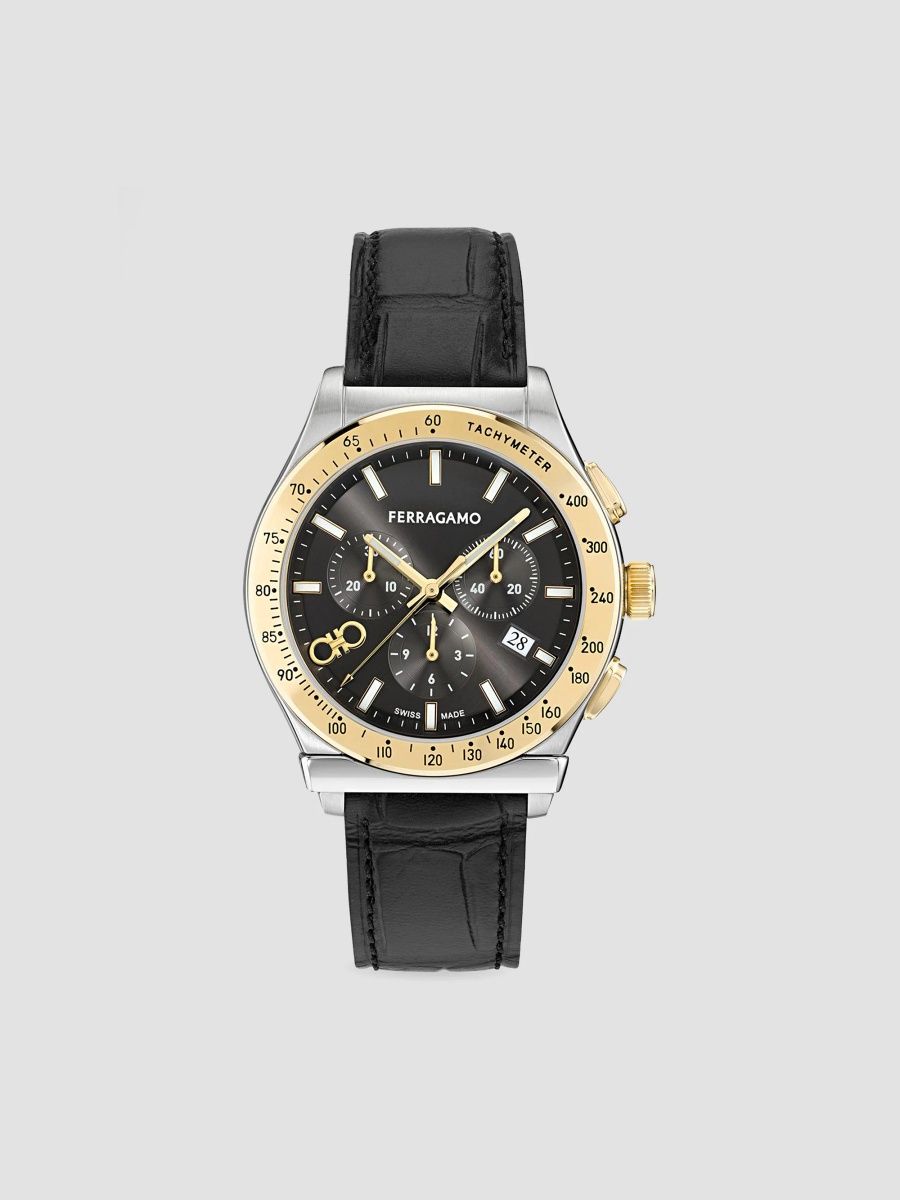 FERRAGAMO Men's Ferragamo 1927 Two-Tone Stainless Steel & Leather Chronograph Watch/42MM - Two Tone