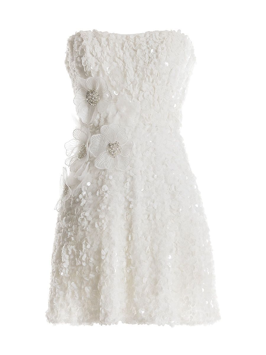 Women's Sasha Embellished Strapless Fit & Flare Minidress - White - Size Large