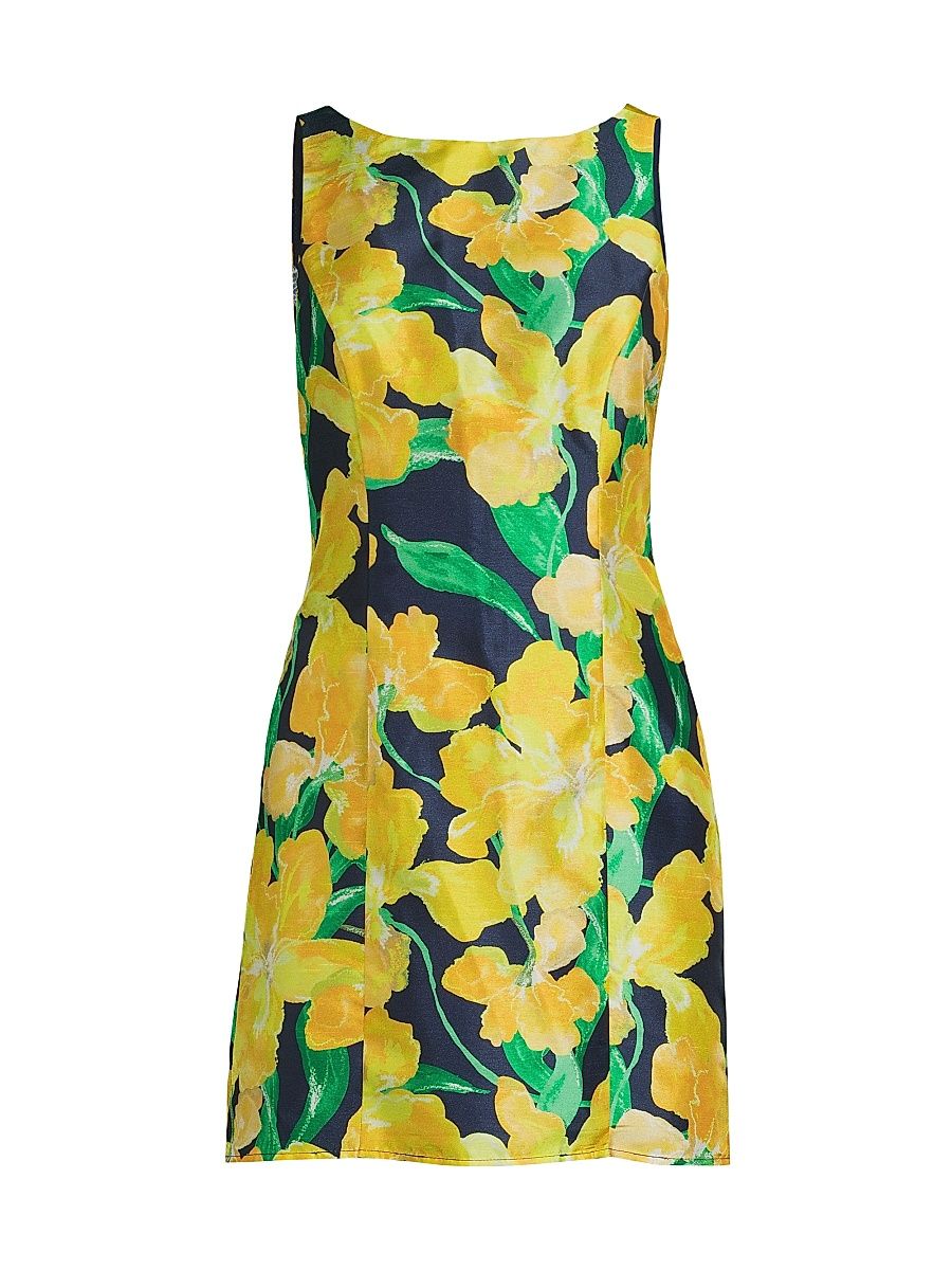 Women's Ren Floral Sheath Minidress - Watercolor Pastel Orchids - Size Large