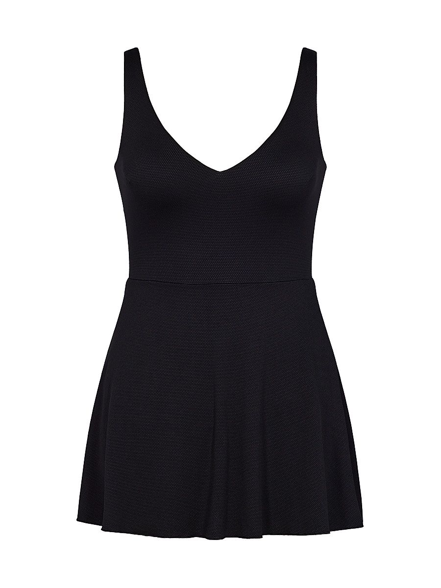 Women's Shaping Piqué Swim Dress - Very Black - Size Small