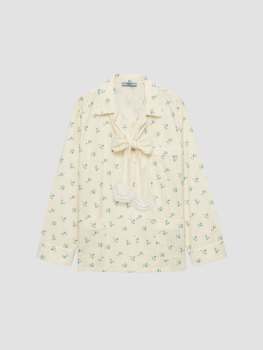 Women's Bouquet Print Old Canvas Shirt - Beige - Size 6