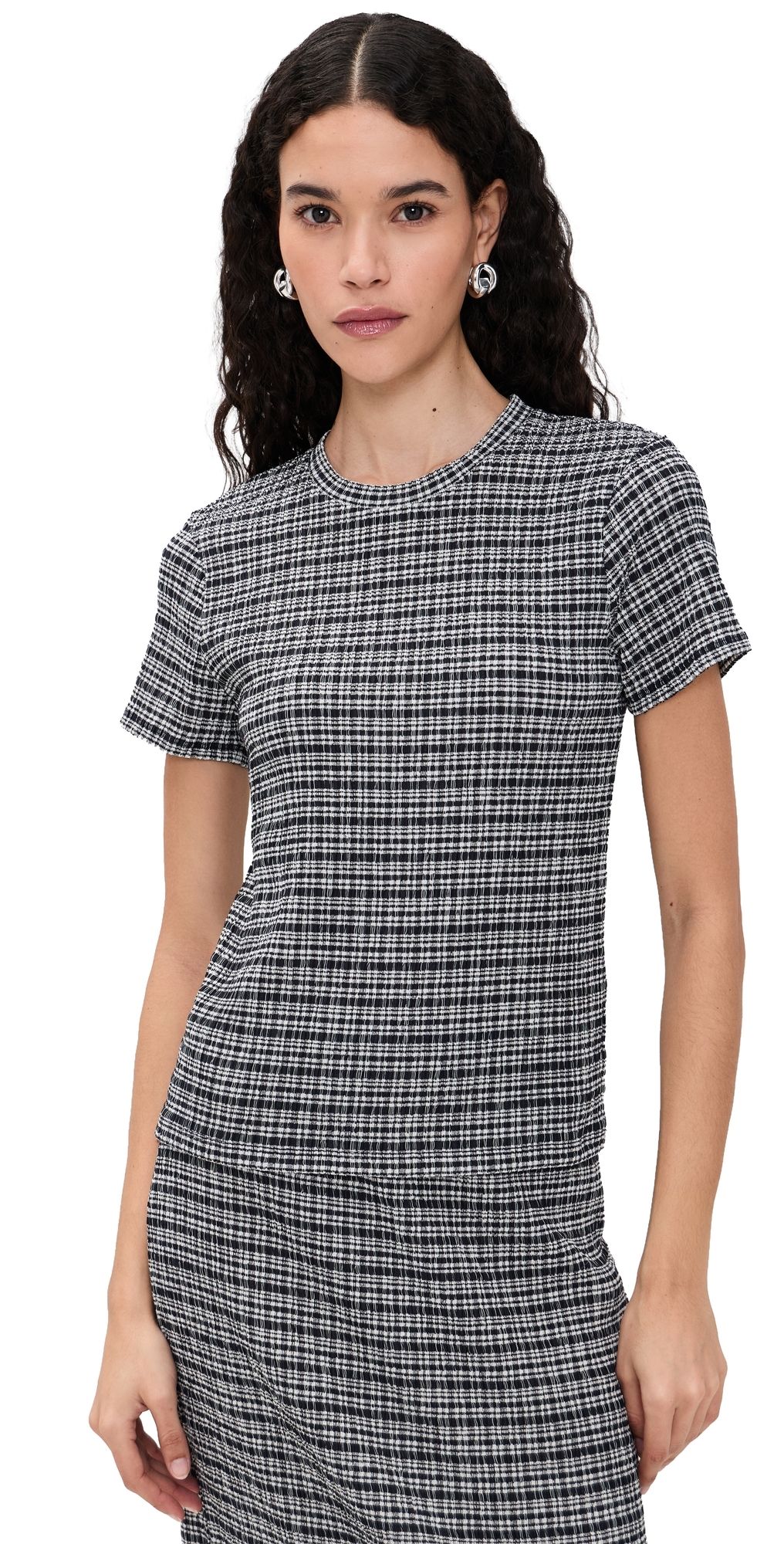 Vince Short Sleeve Crew Neck Blouse Eclipse Combo M