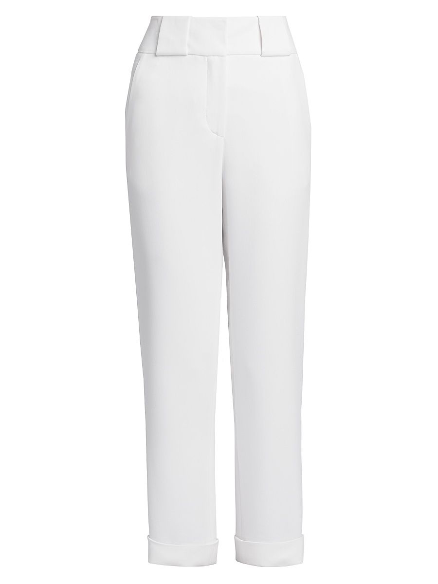 Women's Crepe Flat Front Trousers - White - Size 0