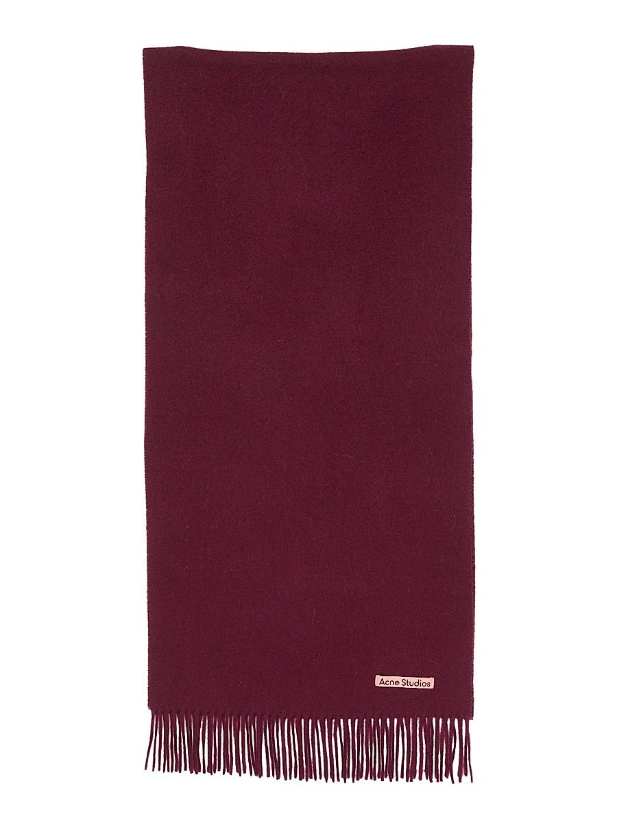 Women's Canada Fringed Wool Scarf - Burgundy Melange