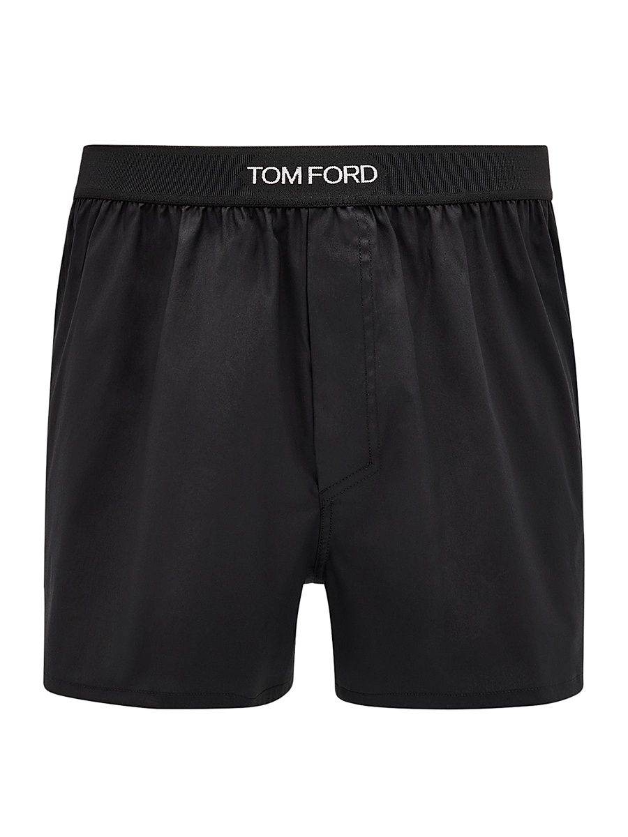 Men's Cotton Poplin Boxer Shorts - Black White - Size Large