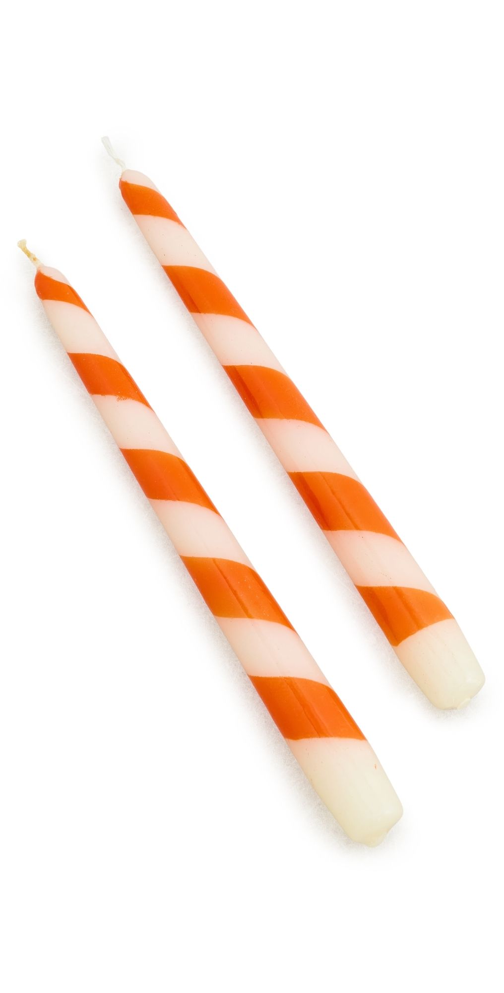 Les Ottomans Striped Candles Set Orange/White One Size