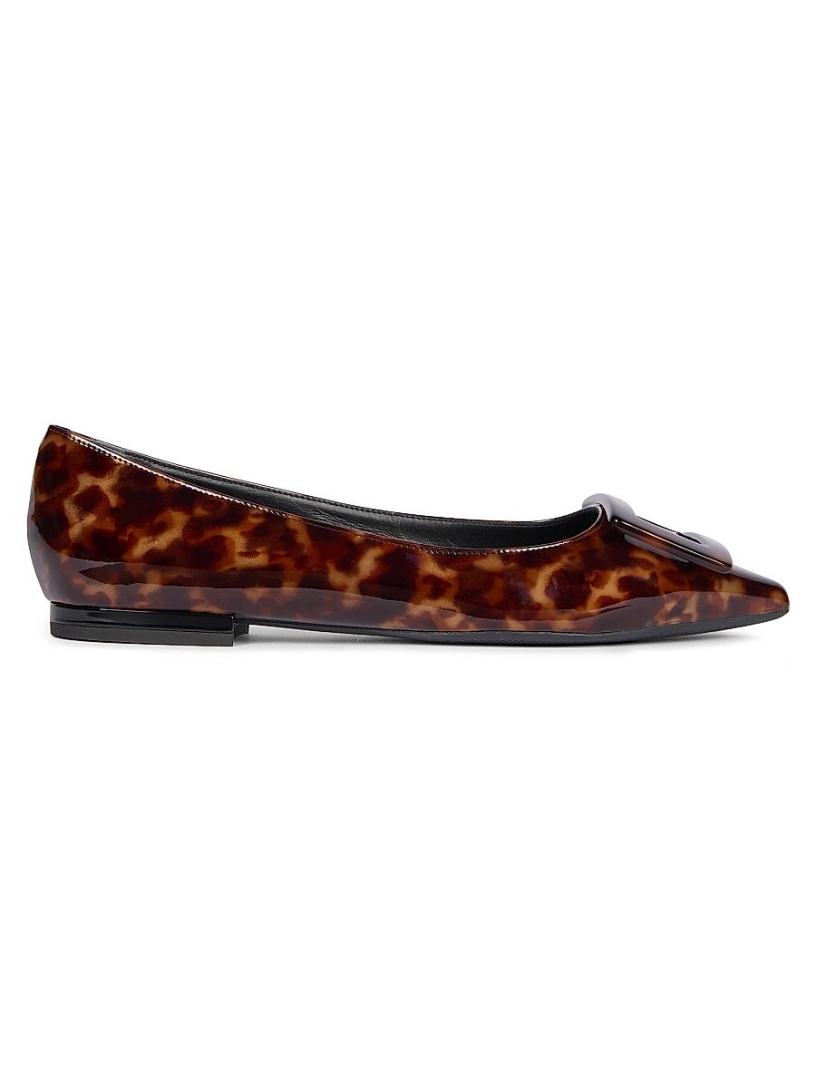 Women's Gommettine Tortoiseshell-Print Patent Leather Ballerina Flats - Marrone Africa - Size 9.5