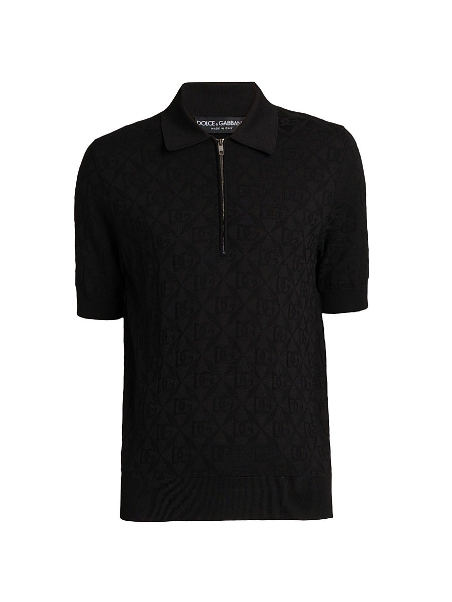 Men's Silk-Nylon Polo Shirt - Nero - Size 44