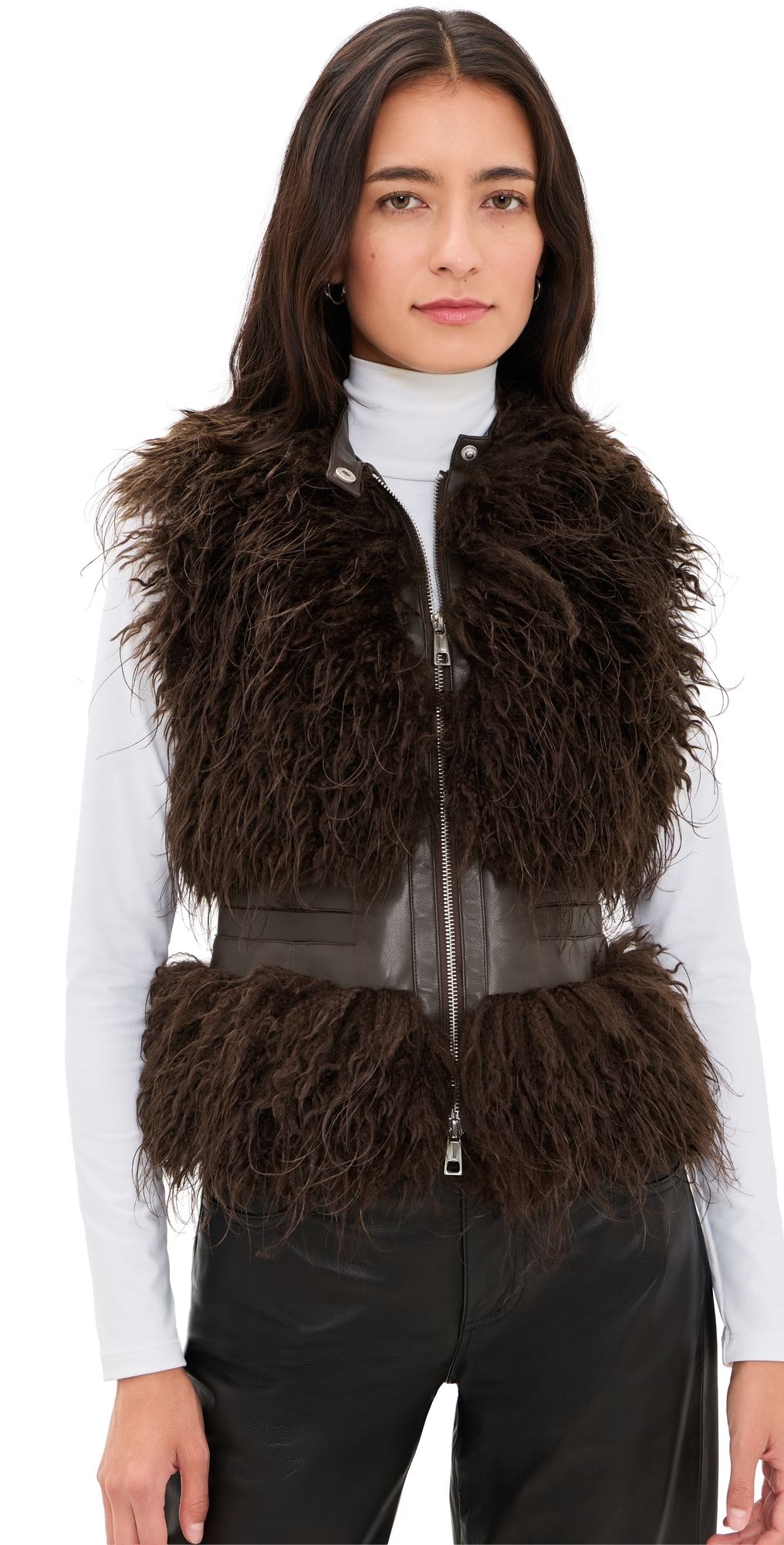 Apparis Cleo Mongolian Vest Deep Brown XL