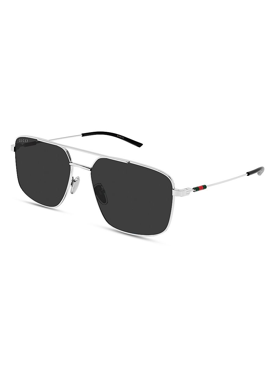Men's Light Details 59MM Square Sunglasses - Silver Black