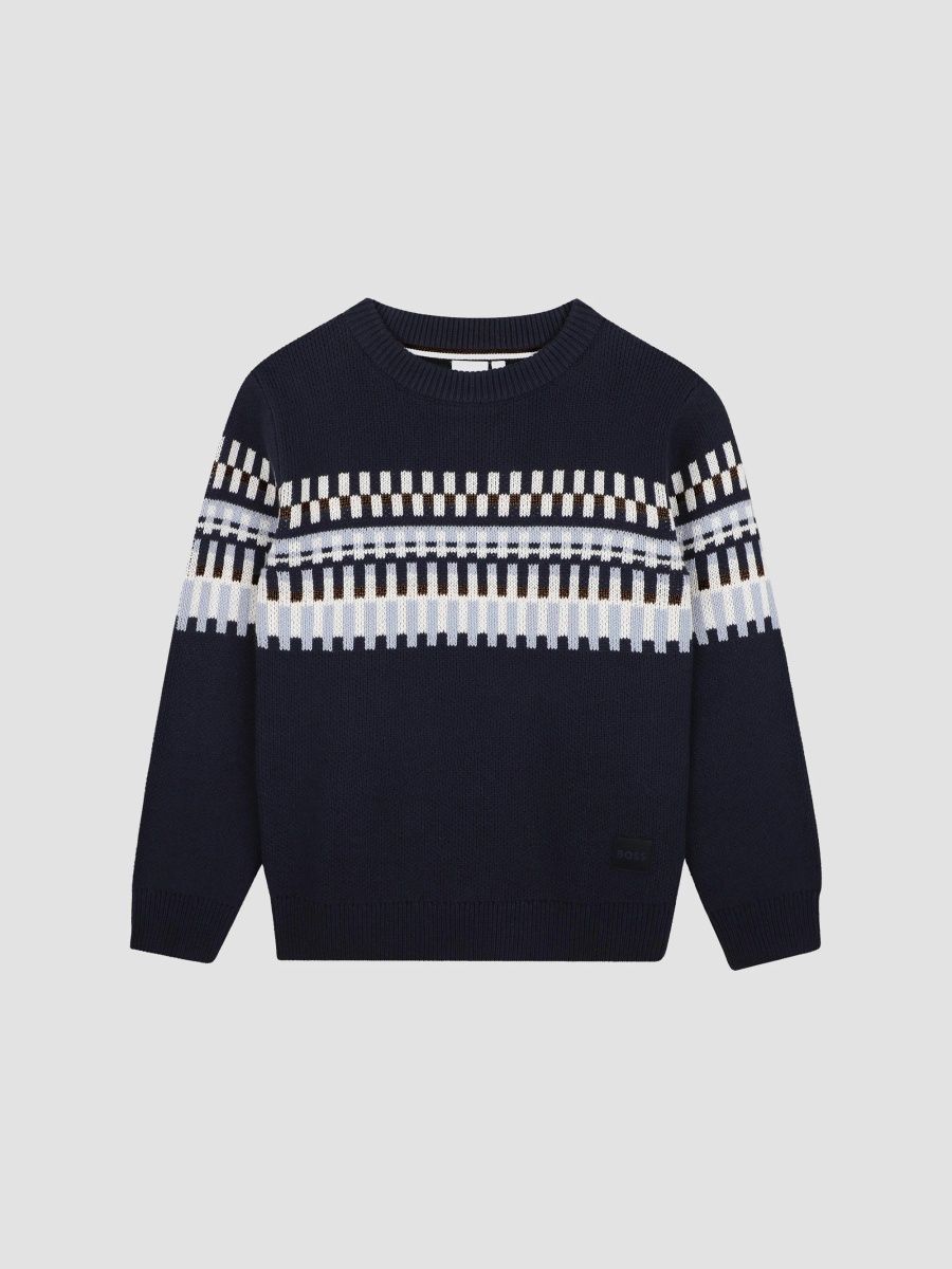 Boy's Little Boy's & Boy's Color Work Sweater - Navy - Size 4