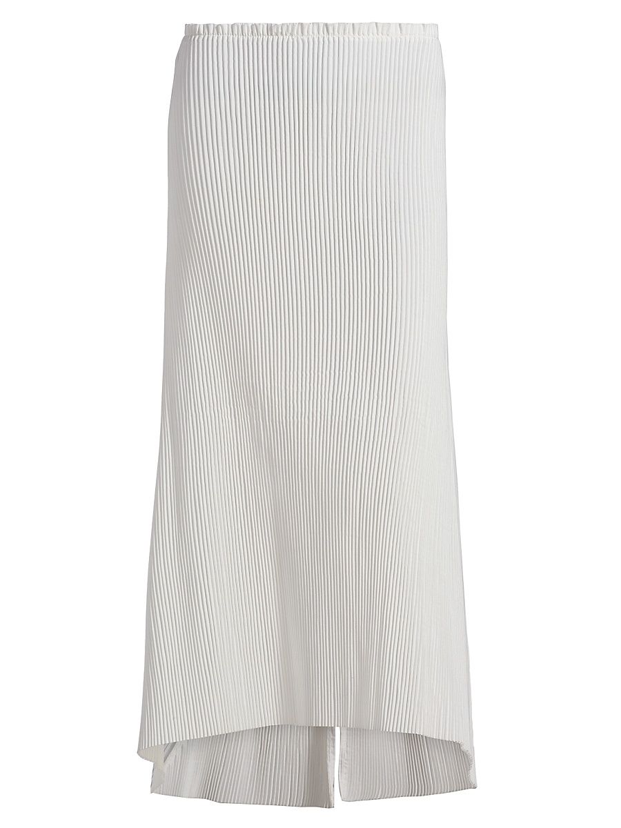 Women's Plisse High-Low Midi-Skirt - Off White - Size 12