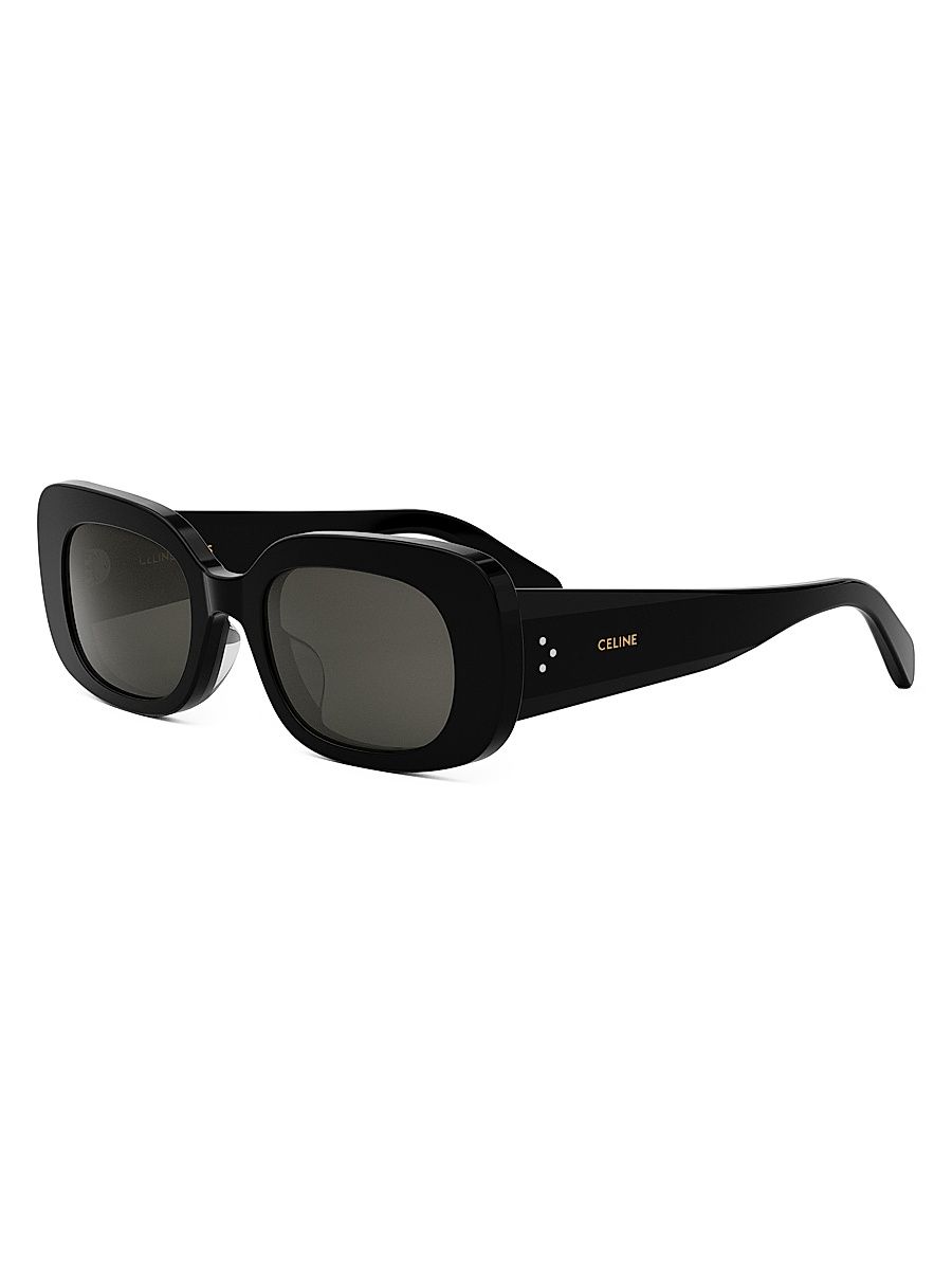 Women's Bold 3 Dots 51MM Rectangular Sunglasses - Black Smoke