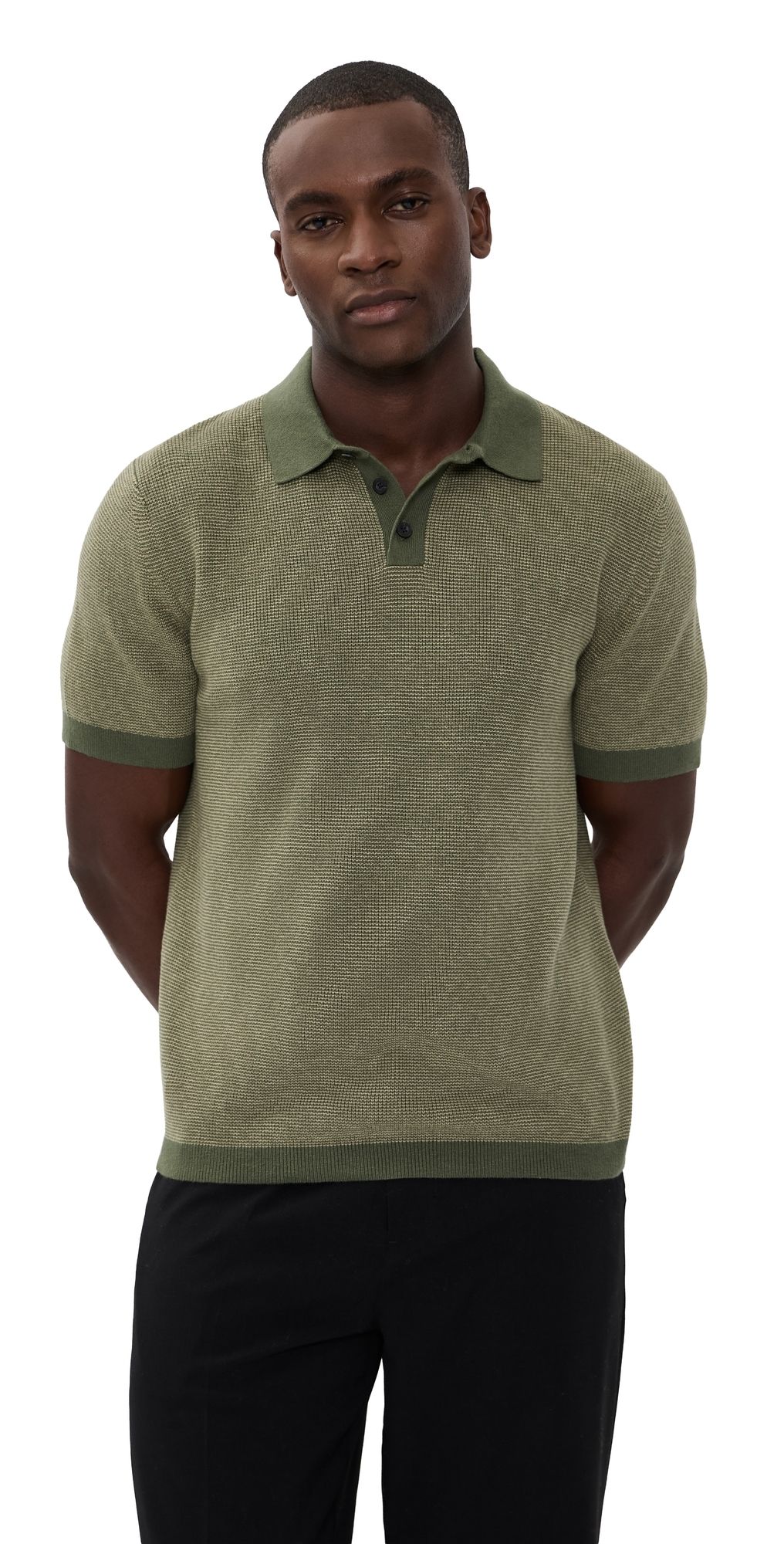 Vince Colorblock Feed Stripe Polo Coulter Green/Desert Brush L