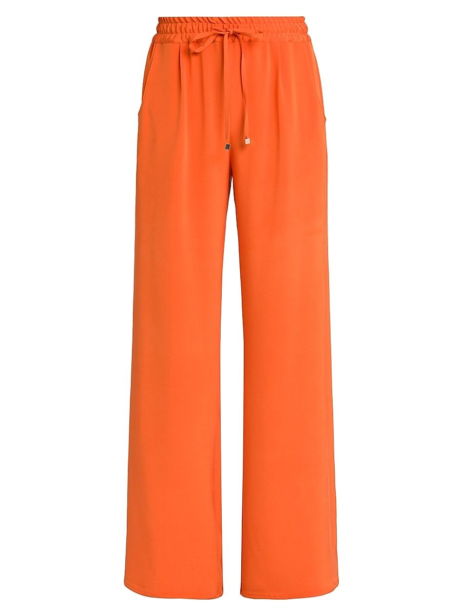 Women's Silk-Blend Drawstring Pants - Orange - Size 4