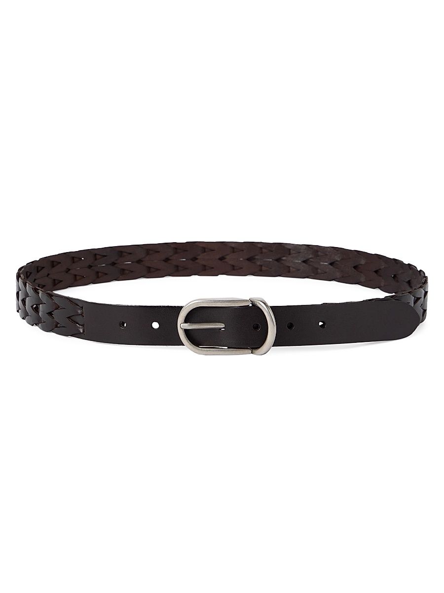 Men's Braided Leather Belt - Brown - Size 38