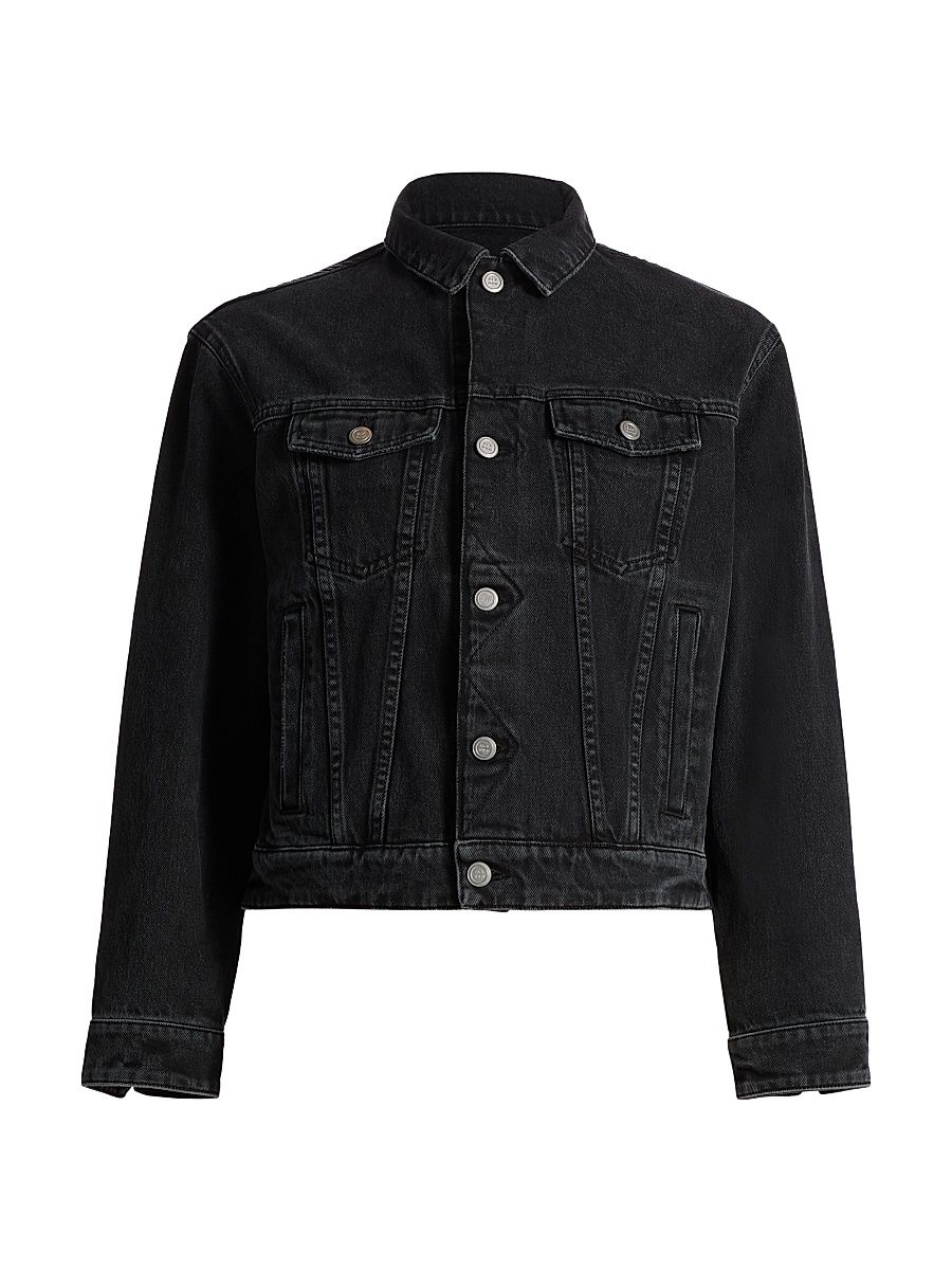 Women's Classic Denim Jacket - Dark Vintage Black - Size 8