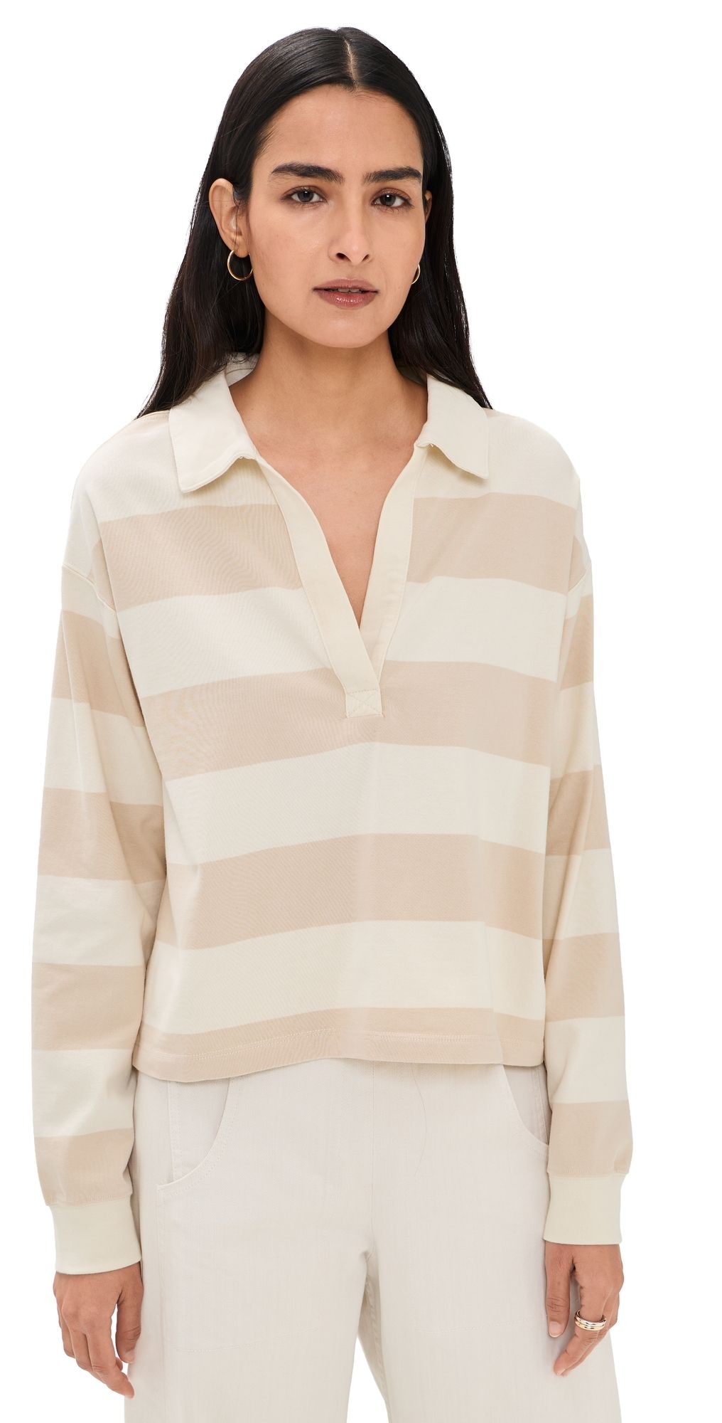 Marine Layer Cloud 9 Jersey Polo Tonal White Stripe M