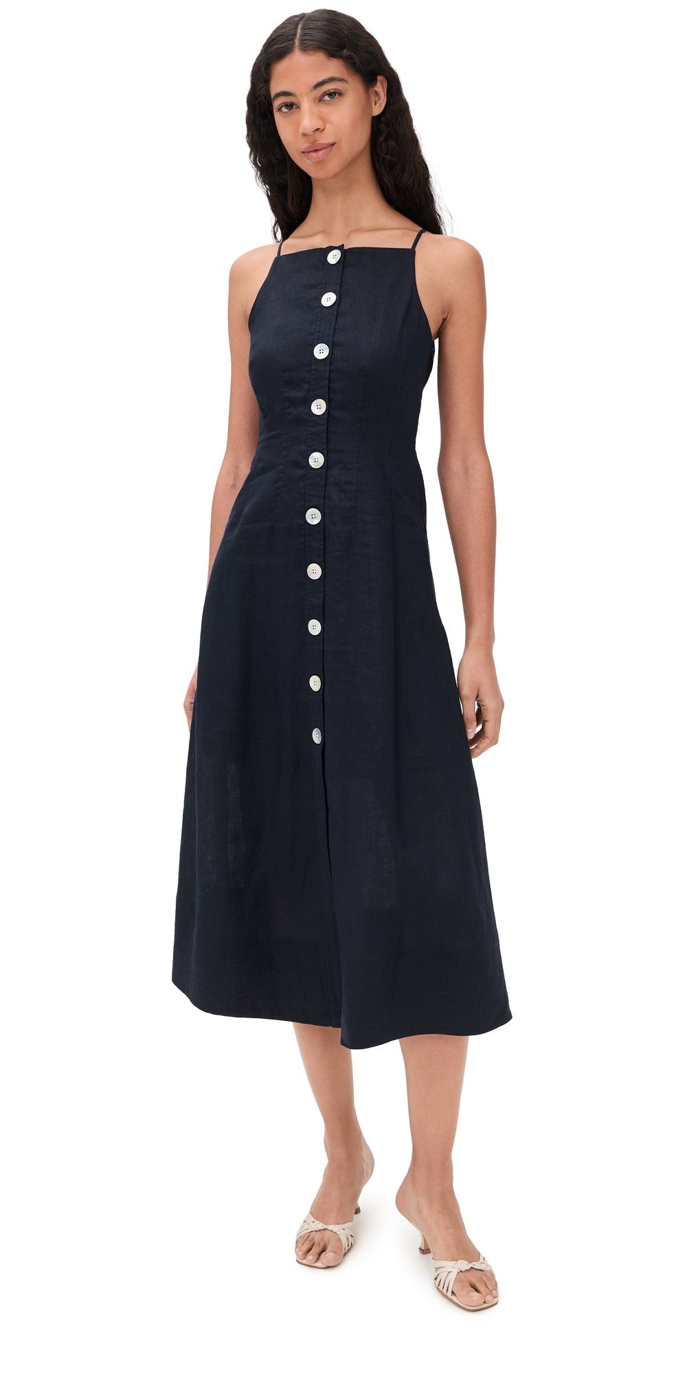 Veronica Beard Georges Linen Dress Navy 8