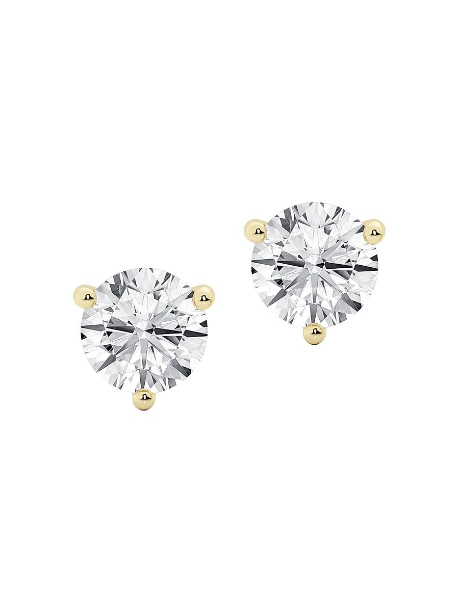 Women's 14K Gold & Round Lab-Grown Diamond Stud Earrings - Yellow Gold - Size 1.5