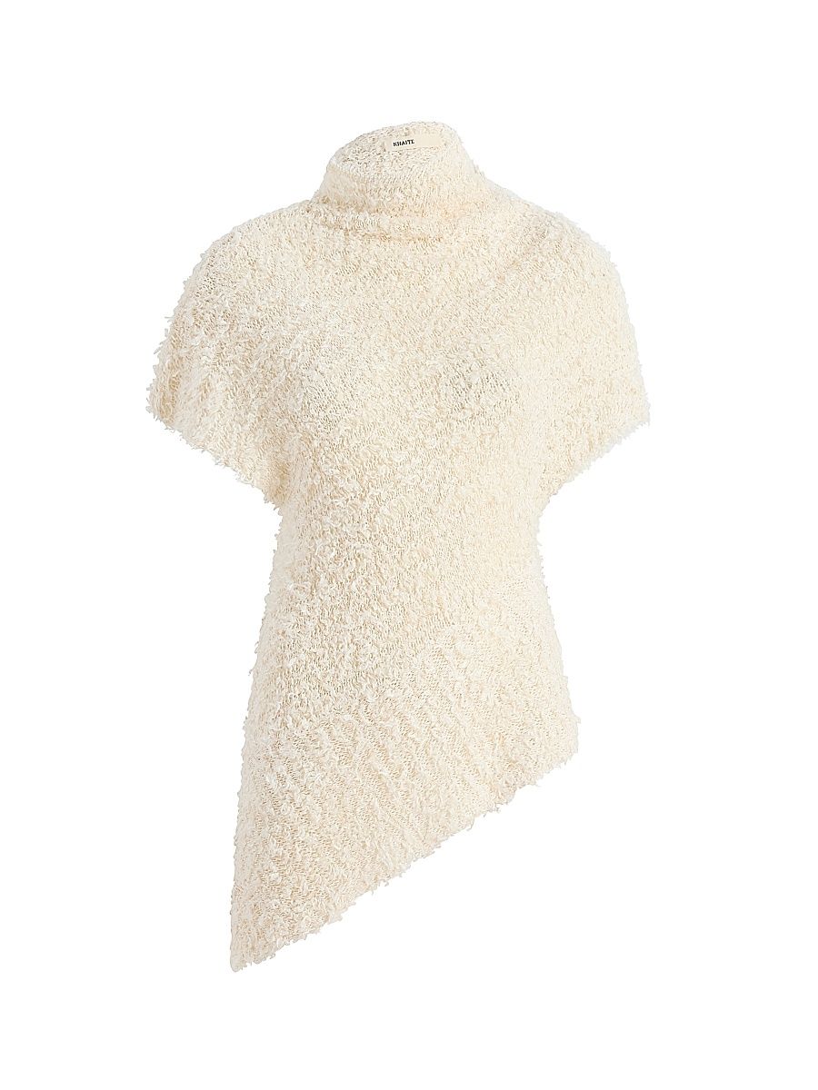 Women's Rhodes Cotton-Blend Bouclé Asymmetric Top - Ivory - Size XL
