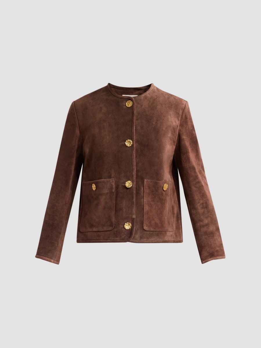 Arma Women's Sogno Gritty Suede Jacket - Charcoal Brown - Size 14
