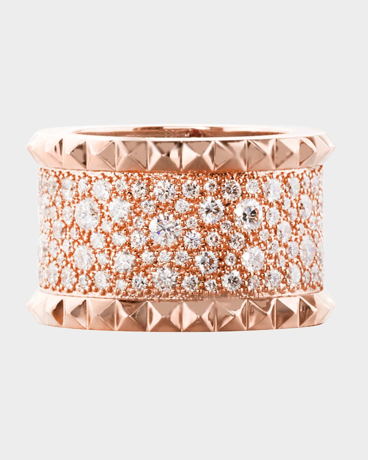 ROCK & DIAMONDS 18K Rose Gold Ring with Diamonds, Size 6.5