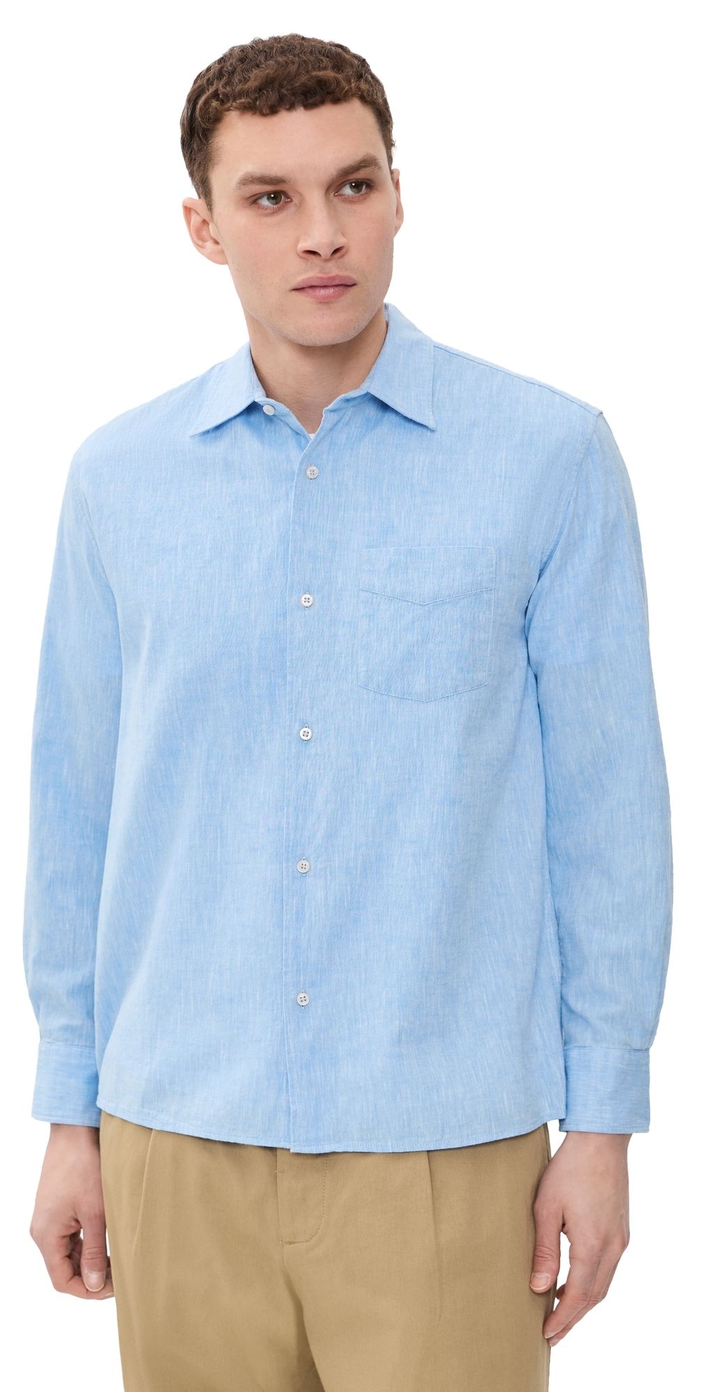 Officine Generale Cotton Button Up Shirt Dream Blue S