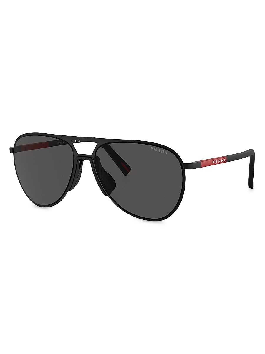 Men's PS 53ZS 59MM Aviator Sunglasses - Matte Black Dark Grey