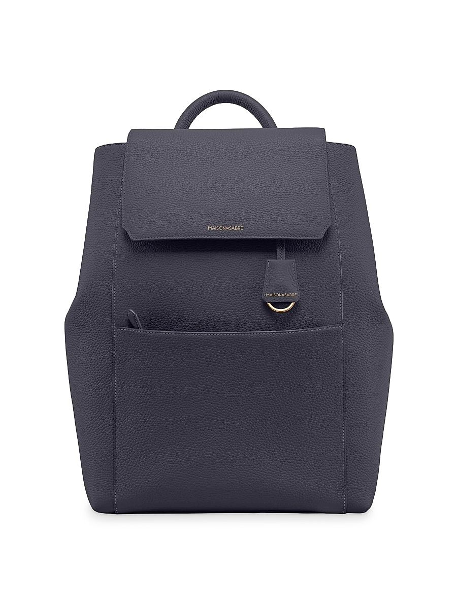 Women's Large Leather Soft Backpack - Graphite Grey