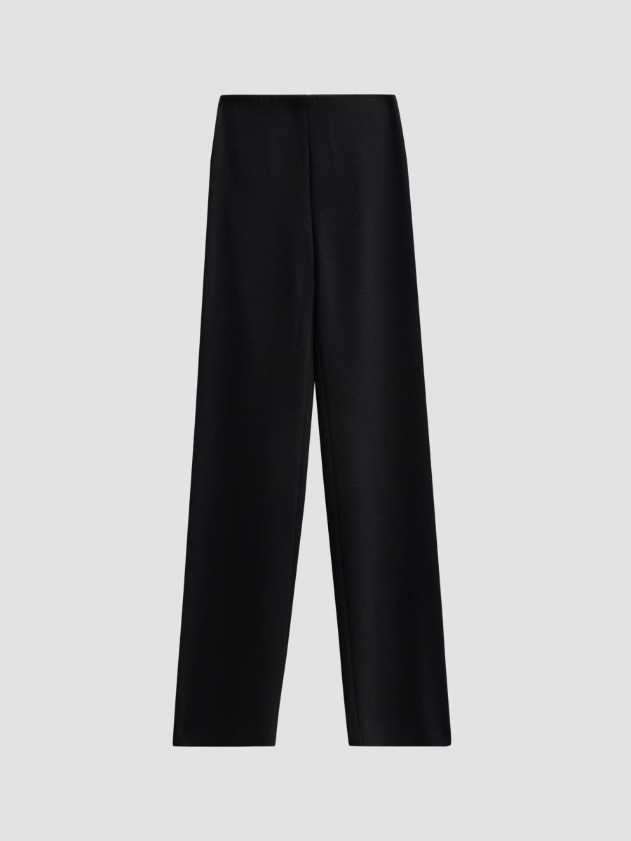 Teri Jon by Rickie Freeman Women's Crepe Wide-Leg Pants - Black - Size 12