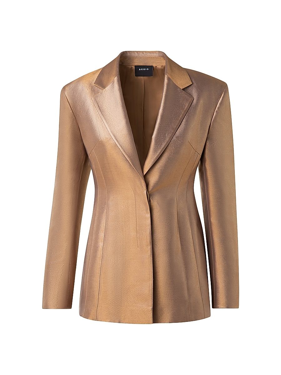 Women's Walker Metallic Single-Breasted Blazer - Gold - Size 10