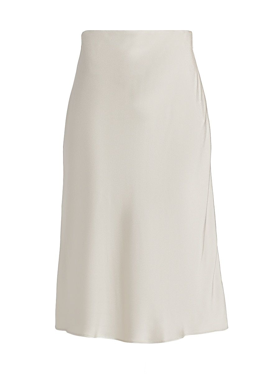 Women's Charmeuse Bias-Cut Midi-Skirt - Oyster - Size 10