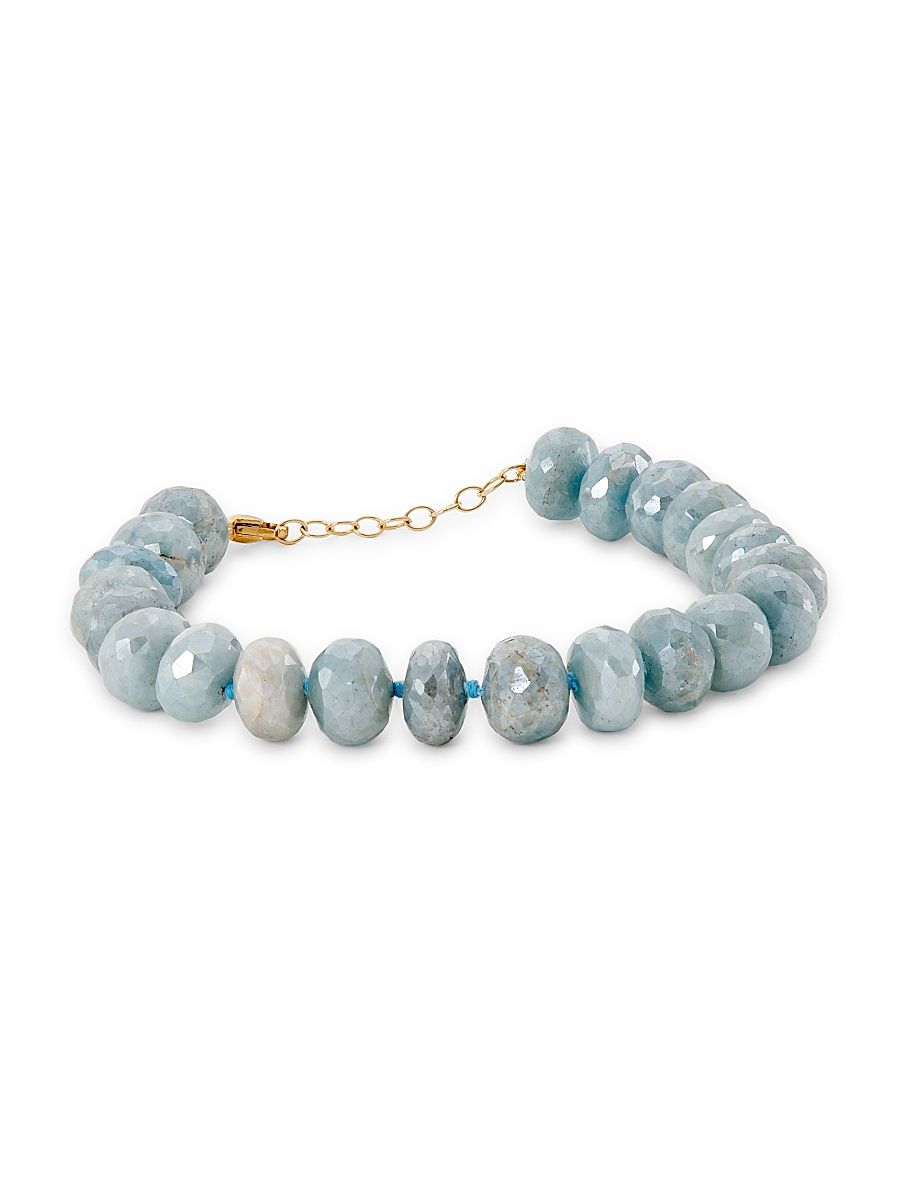 Women's 14K Yellow Gold & Aquamarine Beaded Bracelet - Blue