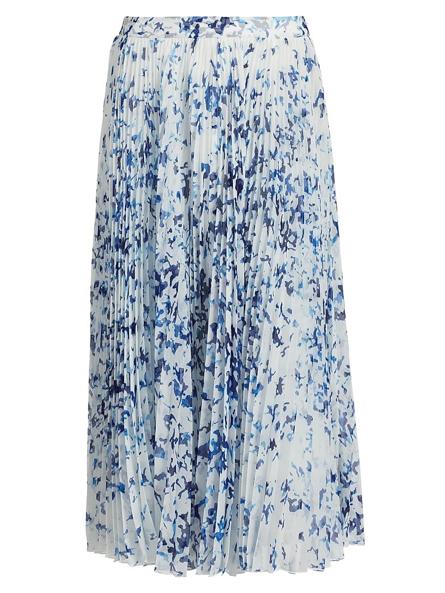 Women's Cecily Crinled Chiffon Midi-Skirt - Off White Multi - Size 8