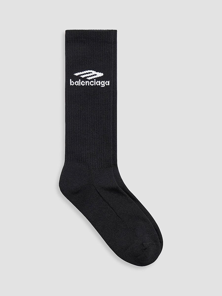 Balenciaga Men's Skiwear - 3B Sports Icon Ski Socks - Black White - Size XL