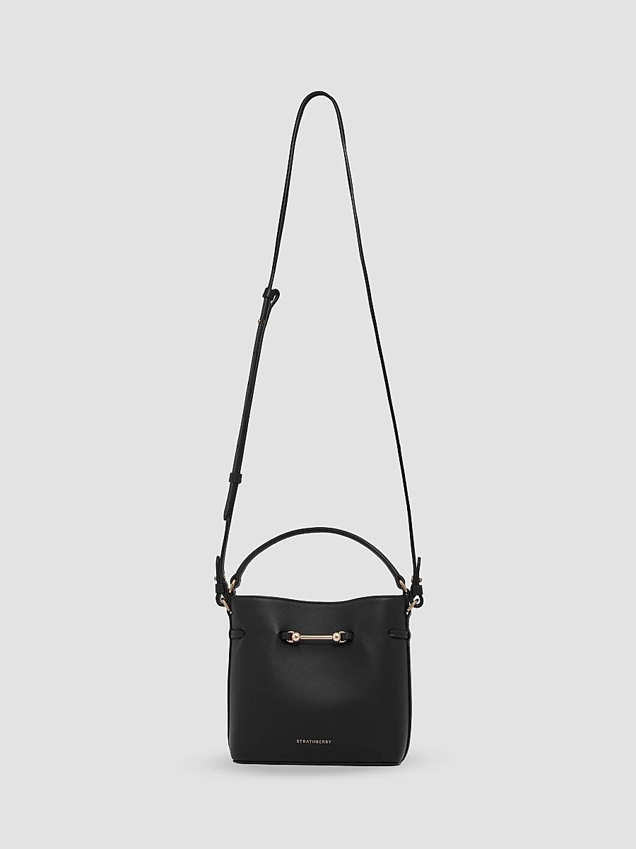 Women's Corda Mini Leather Bucket Bag - Black