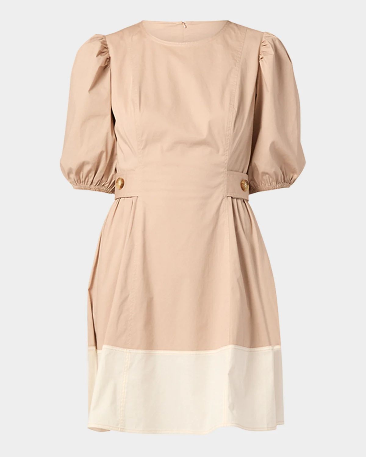 Royce Puff-Sleeve Colorblock Mini Dress