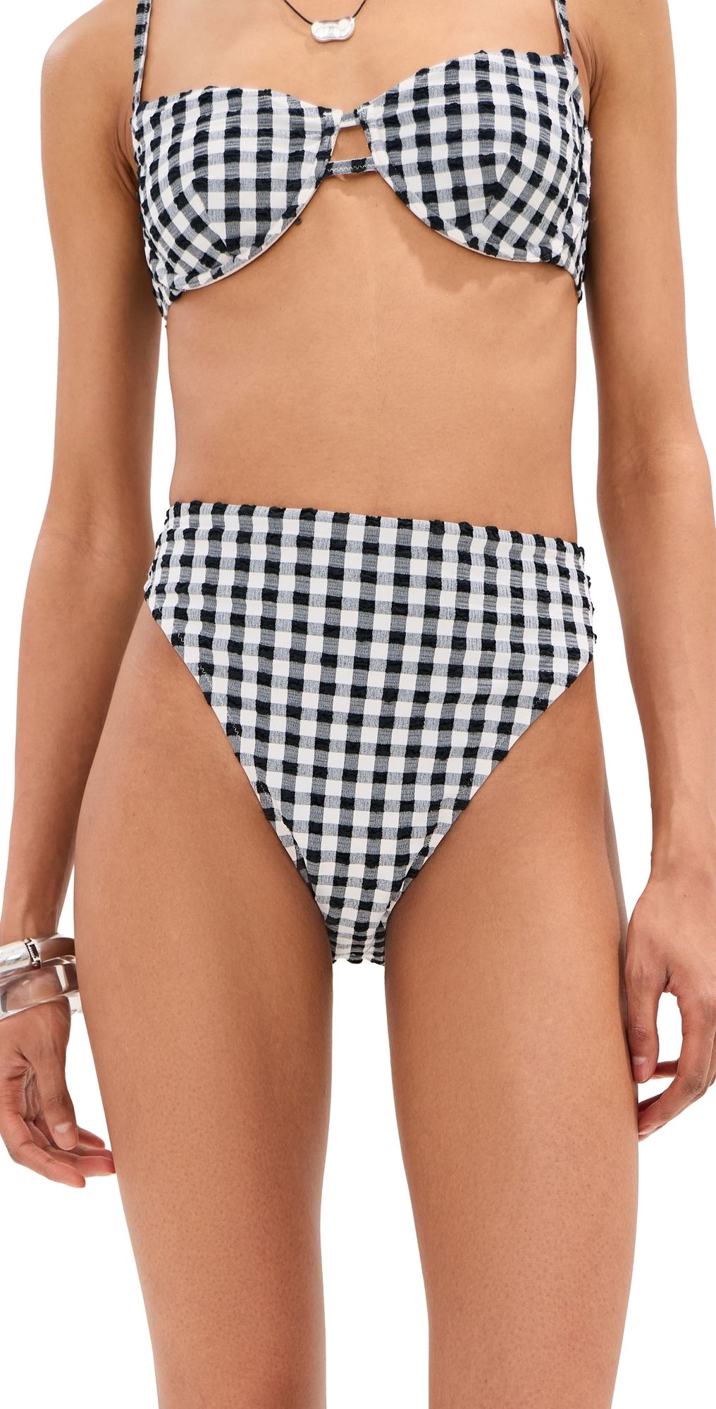 LE BOP High Waisted Bikini Bottoms Gingham (Black/White) XXL