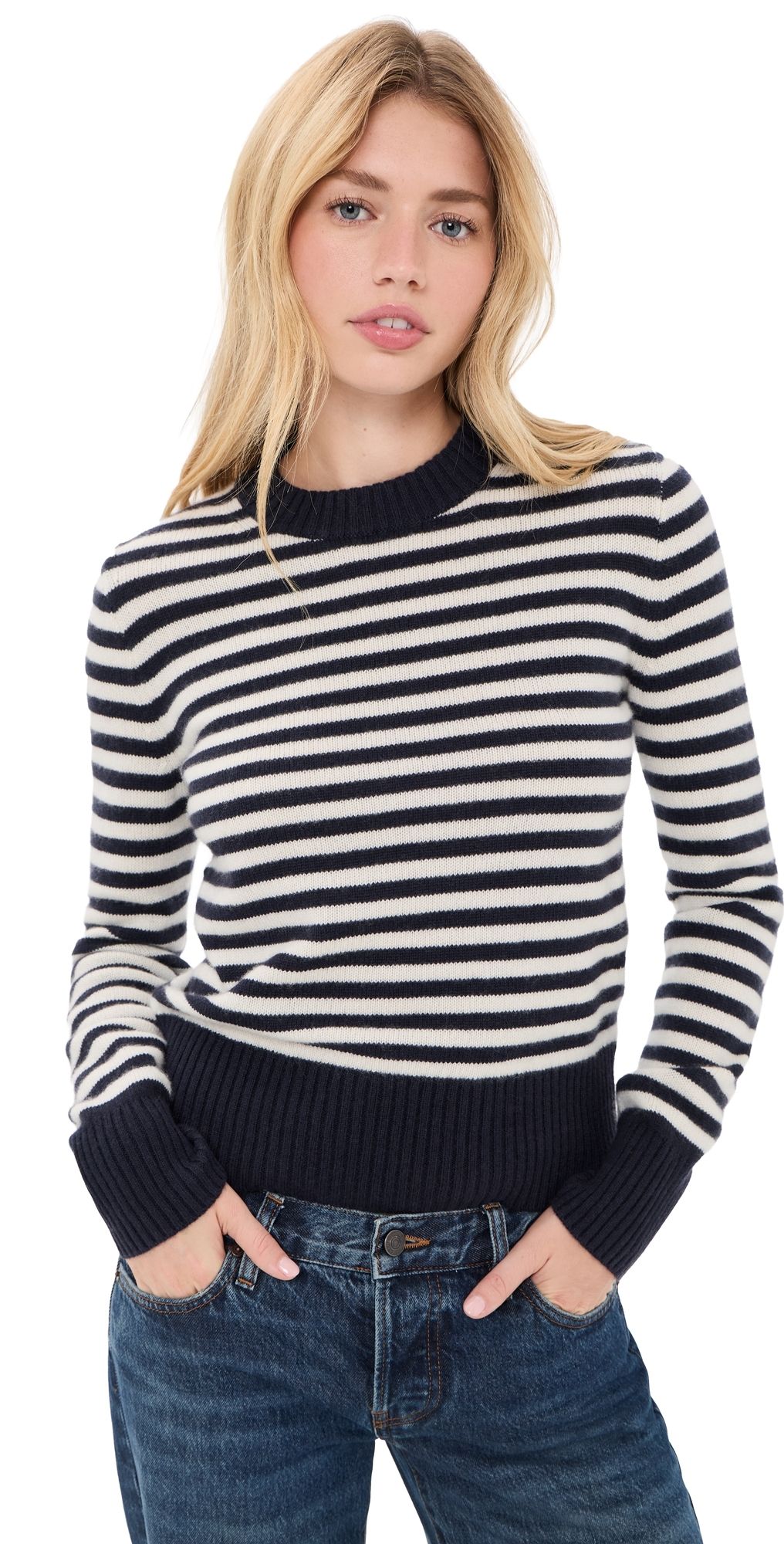 Alex Mill Marais Striped Sweater in Cashmere Oyster/Espresso XL