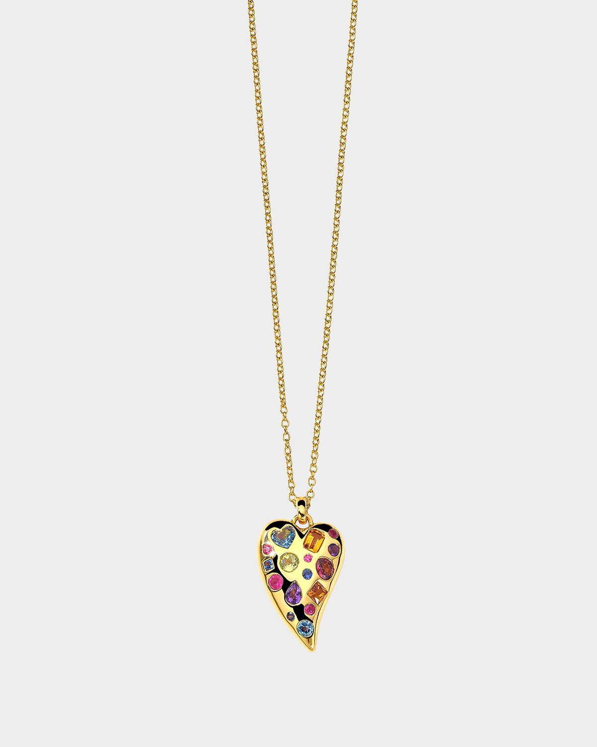18K Rock Candy Small Valentina Pendant Necklace with Color Stones in Rainbow, 16-18"L